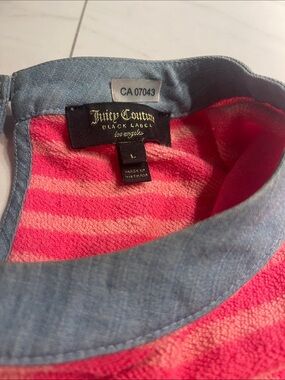 Juicy Couture BLACK LABEL Cotton Pink Striped Tee with Chambray Trim